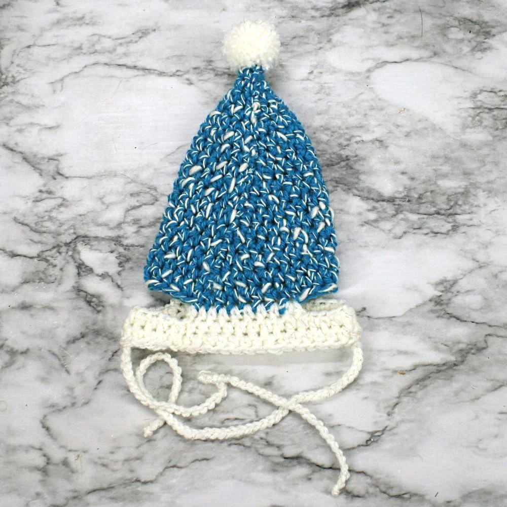 HAND CRAFTED Crochet Stocking Cap Blue Hat Costume Photo Prop Ski Trip